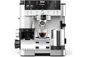 ‎NINJA Ninja Luxe Premier 3-in-1-Kaffeemaschine mit Mahlwerk und Aufschäumer für Latte, Cappuccino, Cold Brew & Espresso, einfache Handhabung, 4 Voreinstellungen zum Aufschäumen, Silber, ES601EU