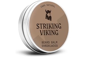 Striking Viking Beard Balm & Moustache Wax with Shea Butter, Tea Tree, Argan & Jojoba Oils, Sandalwood Balm for Men's Beard Moisturiser