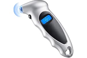 UIYTRAESTING Haquno Digital Tyre Pressure Gauge 150 PSI 4 Settings for Car Truck Bicycle with Backlit LCD and Non-Slip Grip Tyre Pressure Checker, Silver……