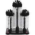 Hniuyun Water Bottle Cleaning Brush, Glass Washer with Suction Base 3 Head Bristle Brush for Long Leg Cup, Red Wine Glass, Kitchen Bar Beer Cup