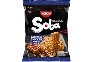 ‎NISSIN Nissin Soba Bag – Yakitori Chicken, 9er Pack, Wok Style Instant-Nudeln japanischer Art, mit Würzsauce, schnelle Zubereitung, asiatisches Essen (9 x 110 g)