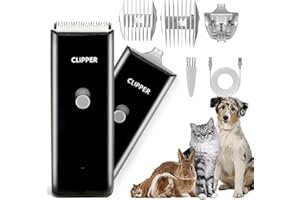 Favrison Tosatrice professionale per cani con 2 lame per tagliare i peli di animali domestici, ricaricabile, senza fili, per cani, gatti, conigli (nero + lama stretta)