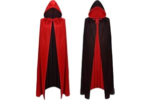 A-SZCXTOP Halloween-Vampir-Umhang, Unisex, wendbar, mit Kapuze, Vampir-Hexen-Umhang für Erwachsene oder Kinder, Maskerade-Party, Cosplay-Kostüme