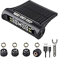 ESLOYSUN Car Tire Pressure Monitoring System,TPMS Solar Monitor System Universal Wireless Car Alarm Waterproof External Sensors 6 Modes Real-time & Temperature for Rv Trailer