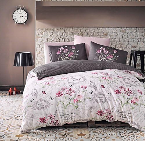 Valeria 100% Cotton Duvet Cover Bedding Set Bed Linen Reversible (Super King, Beige)
