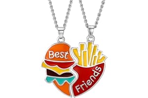 Ryaupy 2Pcs Ketten BFF Halskette Freundschaftskette - Burger und Pommes - Spleißanhänger Beste Freunde für Mädchen Geburtstag Geschenke Anhänger Kette Geschenke