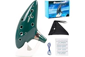 Kmise Ocarina 12 toni Alto C con cordino da collo per espositore per libro di canzoni (green)