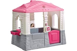 STEP2 STEP 2 85309 - Casa infantil de jardín en rosa, Casita para exterior, Juegos infantiles, Con Cocina, Timbre y Accesorios, Caseta de juego, Gran tamaño, A partir de 18 meses, Juguetes y regalos
