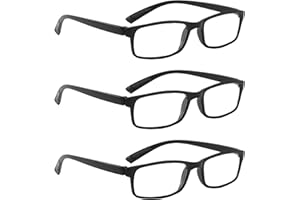 NRDIK PROFLEX LIGHTWEIGHT (lot de 3) Lunettes de lecture flexibles, résistantes aux chocs, aux rayures, pliables, antidérapantes, unisexes +1,0 +1,5 +2,0 +2,5 +3,0 +3,5 (rectangulaires, BLK)