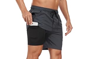 Milaloko Męskie Spodenki Kąpielowe Szybkoschnące Kąpielówki Szorty Plażowe Surfingowe Szorty z Wkładką Kompresyjną i Kieszeniami