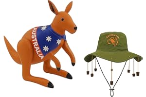 ZANGOC Adult Australian Cork Hat & Inflatable Kangaroo Fancy Dress Kit – The Ultimate Aussie-Themed Australian party decorations Outfit-Love Australia