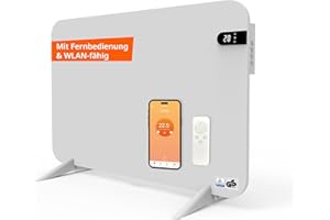 Könighaus 450W Smart 𝗗𝘂𝗮𝗹-𝗜𝗻𝗳𝗿𝗮𝗿𝗼𝘁𝗵𝗲𝗶𝘇𝘂𝗻𝗴 𝐕𝟐 - Standgerät/Wandmontage - WLAN App-Steuerung mit Fernbedienung - Heizkörper inkl. Handtuchhalter, Standfüße & Befestigung Farbe: Weiß
