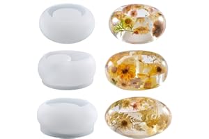 Yalulu 3Pcs Oval Tealight Candle Holder Silicone Mould Candlestick Epoxy Resin Molds, Tea Light Flower Pot Resin Casting Molds