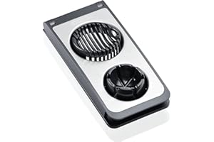 Leifheit Eierschneider Combi ProLine-Serie mit 3 Funktionen, Champignonschneider schneidet sauber und exakt, Küchenhelfer zum Schneiden von Eiern, Pellkartoffeln, rostfreier Schneidedraht, silber