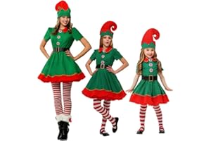 JOMA-E Shop Women Girls Christmas Elf Costume Fancy Dress,Hat,Socks and Wrist Belt (180CM)