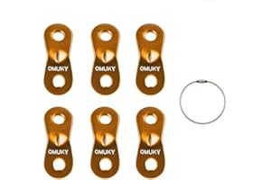 OMUKY Napinacz linek z 2 otworami, zestaw 6 szt., regulator linek do namiotu, na piesze wycieczki i kemping, 6 szt., złoty