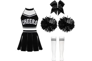 Doomiva Mädchen Cheer Leader Kostüm Karneval Fashingskotüm Zweiteiler Tanzbekleidung Set Crop Top und Minirock SportlichTanzanzug