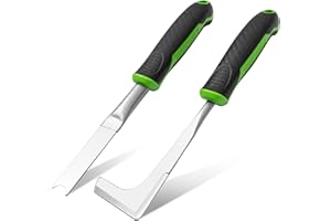 Shark-Tuff 2-Piece Weed Remover Tool Set for Patio & Garden - Heavy Duty Weeding Tool for Block Paving, Cracks & Driveways - Weed Puller Gardening Tool For Removing Moss & Dandelion