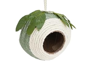 PW TOOLS Casa del del Pappagallo di Cocco, Casa di Cocco per Uccelli, Capanna per Uccelli in Guscio di Noce di Cocco Naturale, di Uccelli Intrecciato a Mano per pappagalli, Rondine, conuri