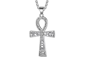 Richsteel Egiziano Ankh Collana Pendente Croce di Ankh dall'Egitto Acciaio Inossidabile/Oro/Nero Catena 55+5 cm Gioielli Africani Fantasia Regalo Originale per Donna Uomo Adolescente Ragazzi