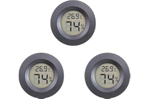 GAUBSS LCD Digital Hygrometer Thermometer, Reptile Thermometer, Humidity Meter for Greenhouse Dehumidifiers Humidifiers Basement Babyroom Home Office, Switchable Celsius/Fahrenheit Black (3)