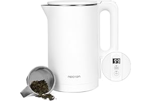 ‎NOATON Noaton K3W Pro, Edelstahl Wasserkocher mit Temperatureinstellung, 45°C-100°C, Doppelwand, BPA frei, Leise, Warmhaltefunktion, 1,7 L, 1500 W, Weiß