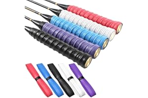 pengxiaomei 5Pcs Racket Grip,Badminton Tennis Over Grip Tape Breathable Holes Super Absorbent Anti Slip (5 Colors)