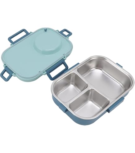 Pilipane Lunchbox Mit 3 Fächern – 304 Edelstahl, Inkl. Löffel & Stäbchen, Tragbar Für Büro