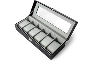 igadgitz home U7088 - Boîte à Montre Coffret Montre Ecrin Montre - Noir - 6 Montre