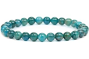 LAKADA Bracelet en véritable pierre précieuse avec perles rondes de 6mm - différentes longueurs - bracelet en pierres précieuses porte - bonheur talisman cadeau