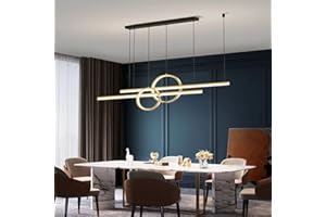 BELLASTEIN Nowoczesna Lampa Wisząca LED ze Stołem Jadalnym - Regulowana Wysokość z Pilotem - Biuro, Sypialnia, Kuchnia, Jadalnia (Złota, 110cm)