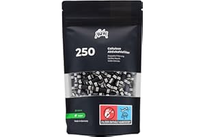 ‎KAILAR KAiLAR 250 BLACK Cellulose Aktivkohlefilter Slim (5,9 mm) mit veganer Aktivkohle aus Kokosnussschalen | Für ein schadstoffärmeres und sanftes Raucherlebnis ohne zu verstopfen (Kälteresistenz)