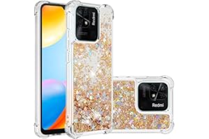 COTDINFOR Compatible with Xiaomi Redmi 10C Funda Carcasa Brillante liquida Arena Movediza TPU Suave Silicona Protectora Phone Cover Fundas Case para Redmi 10C TPU Love Gold YBWTLS.