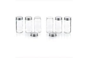 kela Barattoli per speziecon spargitore, 6 pezzi, spargitore per spezie fini e grossolane, coperchio in acciaio inossidabile, barattolo per spezie rotondo, set di barattoli per spezie, FIDELIS