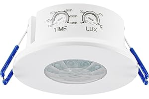 CHILITEC Détecteur de mouvement installation au plafond détecteur de mouvement encastré au plafond 360° IP65 intérieur extérieur pièce humide LED adapté blanc