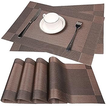 Famibay Platzsets Abwaschbar Braun PVC Tischsets 6er Set rutschfest