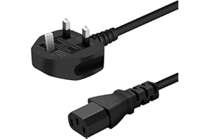 Computer Power Cable, BOLWEO 3 Pin Power Cable Mains Power Cord Lead UK Plug for TV, PC, Monitor, Printers Power Cord【1.2M】