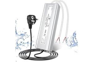LIGHTINGWILL LED Trafo 24V 200W IP67, Outdoor Wasserdicht Transformator mit Stecker, LED Netzteil Treiber 230V auf DC 24 Volt Adapter, LED Driver Außen für LED-Streifen Lampen Strahler Lichtbänder