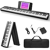 Eastar Pieghevole Pianoforte Digitale 88 Tasti Full Size Semi Pesati per Principianti, Pianoforte Elettrico Portatile Bluetoo