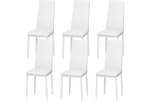 DEWINNER Sedia da pranzo nordica (set da 6), design ergonomico, gambe in metallo, imbottita vintage, sedia da cucina casual con cuciture