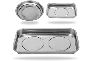 Lot de 3 boîtes à outils magnétiques en acier inoxydable pour maintenir les outils, vis, forets et clous, aimant haute performance et plateau à outils épais