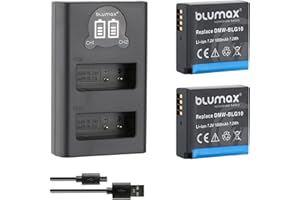 2X Blumax DMW BLG10e Akku 1025mAh + Slim Dual LCD-Ladegerät - kompatibel mit Panasonic Lumix DC-TZ95D DC-GX9 TZ202 TZ91 DMC TZ101 TZ81 GF6 GX7 GX80 LX100 G110