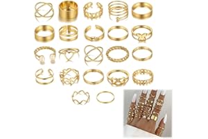 ZKSXOA 22 Pcs Vintage Gold Knuckle Rings Bohemian Stackable Joint Finger Rings Retro Knot Rings for Women Pearl Open Rings Set Adjustable for Women Teen Girls