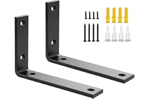 SAYAYO Staffe per Mensole Pesanti Nero Staffe a L, 5mm Spessore Staffa Mensola da Parete Staffa Angolari Supporti Mensola Reggi Mensola da Muro, Carico 50KG, 2 pezzi, 150MM * 100MM