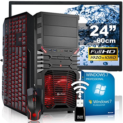 AGANDO Silent Gaming PC-Komplettpaket | AMD FX-8320 8x 3.5GHz | GeForce GT730 4GB | 4GB RAM | 120GB SSD | 1000GB HDD | DVD-RW | USB3.0 | 60cm (24") TFT | Gaming-Tastatur | Gaming-Maus | WLAN | Win 7 Pro | 36 Monate Garantie | Computer für Multimedia, Gaming, Büro/Office