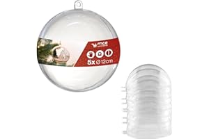 MCE-COMMERCE Lot de 5 Boules en Plastique Transparent - 120 mm - A502166 - Diamètre : 12 cm