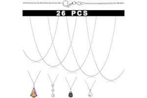 Devenirriche 925 Silver Plated Chains, 26 Pack Necklace Chains DIY Chains Bulk Link Necklace 925 Silver Plated Necklace with Lobster Clasps for Jewellery Making (18Inches 1.5mm)