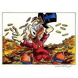 Original Acrylfarben auf Acrylmalkarton: Dagobert Duck Gold bath VII / 30x40 cm