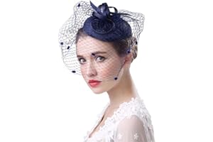 IPENNY Voile Mariage Femme Coiffure Vintage pour Femme Bibi avec Voilette Mini Béret Chapeau Melon élégant Voile de Cérémonie Kit de Déguisment Soirée Voile Mariage en Filet de Boucle