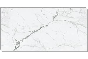 IZODEKOR SPC - Pannello da parete effetto marmo bianco, 60 x 120 cm, 1 pezzo, impermeabile, resistente al calore, paraspruzzi, per cucina e bagno, in PVC, colore bianco